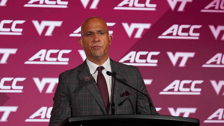 Jul 16, 2026; Charlotte, NC, USA; Virginia Tech head coach James Franklin speaks to the media during Media Day at Hilton Charlotte Uptown. Mandatory Credit: Jim Dedmon-Imagn Images Jul 16, 2026; Charlotte, NC, USA; Virginia Tech head coach James Franklin speaks to the media during Media Day at Hilton Charlotte Uptown. Mandatory Credit: Jim Dedmon-Imagn Images