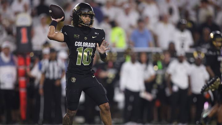 Sep 3, 2026; Atlanta, Georgia, USA; Colorado Buffaloes quarterback Julian Lewis (10) drops back to pass against the Georgia Tech Yellow Jackets in the first half at Bobby Dodd Stadium at Hyundai Field. Mandatory Credit: Brett Davis-Imagn Images Sep 3, 2026; Atlanta, Georgia, USA; Colorado Buffaloes quarterback Julian Lewis (10) drops back to pass against the Georgia Tech Yellow Jackets in the first half at Bobby Dodd Stadium at Hyundai Field. Mandatory Credit: Brett Davis-Imagn Images