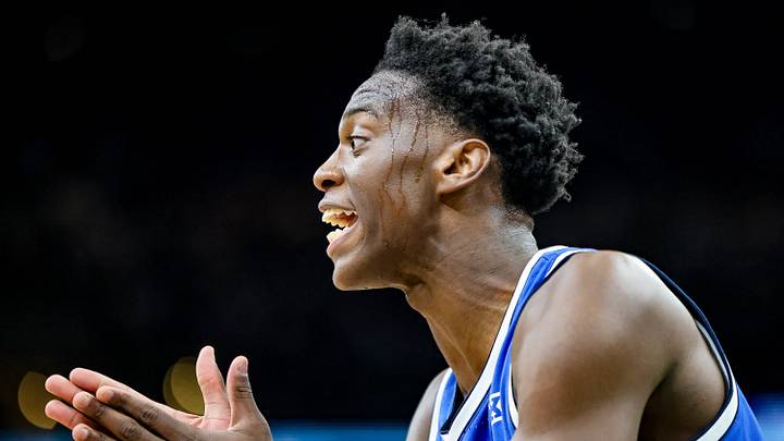 BYU's AJ Dybantsa, of Brockton, during a game vs. UConn at TD Garden in Boston, Massachusetts on Saturday, Nov. 15, 2025.