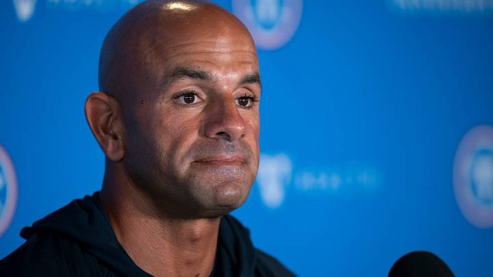 Tennessee Titans Coach Robert Saleh addresses the media the day before training camp begins at Vanderbilt Health Football Center Tuesday, July 28, 2026.