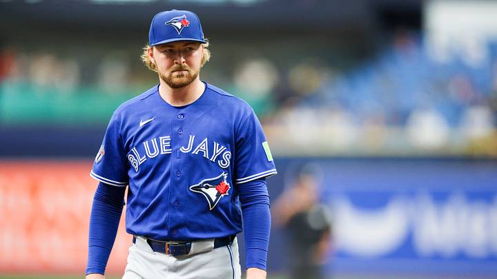 Aug 20, 2026; St. Petersburg, Florida, USA; Toronto Blue Jays pitcher Spencer Miles (62) walks off the field after pitching against the Tampa Bay Rays in the eighth inning at Tropicana Field. Mandatory Credit: Nathan Ray Seebeck-Imagn Images Aug 20, 2026; St. Petersburg, Florida, USA; Toronto Blue Jays pitcher Spencer Miles (62) walks off the field after pitching against the Tampa Bay Rays in the eighth inning at Tropicana Field. Mandatory Credit: Nathan Ray Seebeck-Imagn Images