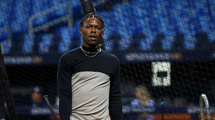 Oct 5, 2026; St. Petersburg, Florida, USA; New York Yankees second baseman Jazz Chisholm Jr. (13) warms up before the game against the Tampa Bay Rays in game two of the ALDS for the 2026 MLB Playoffs at Tropicana Field. Mandatory Credit: Kim Klement Neitzel-Imagn Images Oct 5, 2026; St. Petersburg, Florida, USA; New York Yankees second baseman Jazz Chisholm Jr. (13) warms up before the game against the Tampa Bay Rays in game two of the ALDS for the 2026 MLB Playoffs at Tropicana Field. Mandatory Credit: Kim Klement Neitzel-Imagn Images