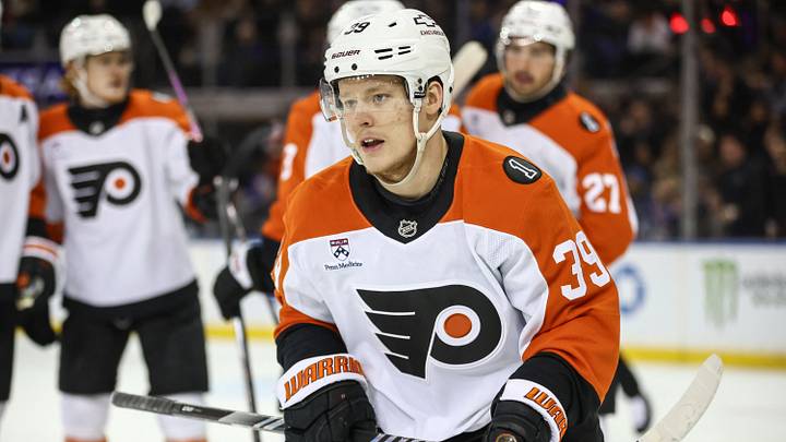 Feb 26, 2026; New York, New York, USA; Philadelphia Flyers right wing Matvei Michkov (39) celebrates after scoring a goal in the second period against the New York Rangers at Madison Square Garden. Mandatory Credit: Wendell Cruz-Imagn Images Feb 26, 2026; New York, New York, USA; Philadelphia Flyers right wing Matvei Michkov (39) celebrates after scoring a goal in the second period against the New York Rangers at Madison Square Garden. Mandatory Credit: Wendell Cruz-Imagn Images
