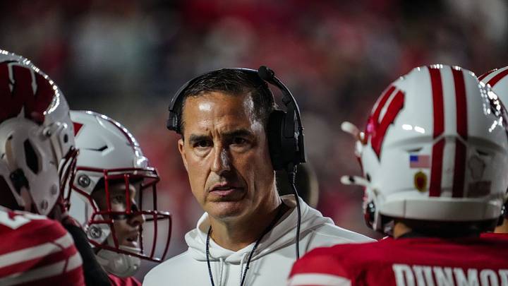 Wisconsin Badgers head coach Luke Fickell talks with players during the game against USC, Oct. 24, 2026, at Camp Randall Stadium in Madison, Wisconsin. Wisconsin Badgers head coach Luke Fickell talks with players during the game against USC, Oct. 24, 2026, at Camp Randall Stadium in Madison, Wisconsin.