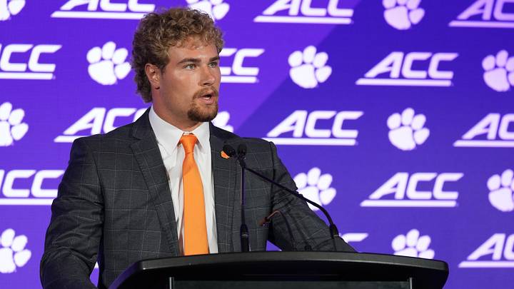 Clemson linebacker Sammy Brown was one of three players whom the Tigers brought to Charlotte to speak at the ACC Kickoff. Clemson linebacker Sammy Brown was one of three players whom the Tigers brought to Charlotte to speak at the ACC Kickoff.