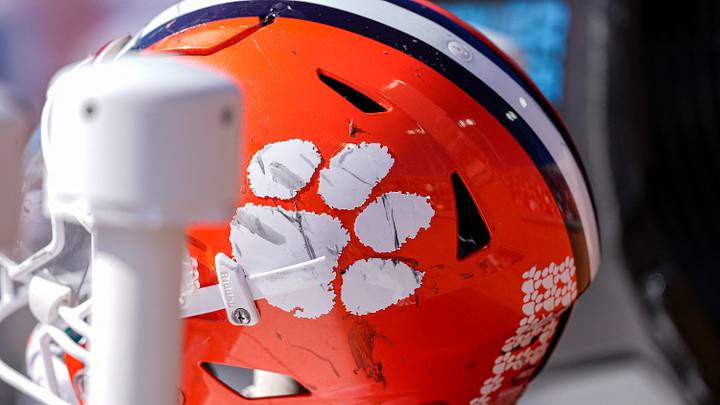 Oct 12, 2024; Winston-Salem, North Carolina, USA; A battle scarred Clemson Tigers helmet during the second half against the Wake Forest Demon Deacons at Allegacy Federal Credit Union Stadium. Mandatory Credit: Jim Dedmon-Imagn Images Oct 12, 2024; Winston-Salem, North Carolina, USA; A battle scarred Clemson Tigers helmet during the second half against the Wake Forest Demon Deacons at Allegacy Federal Credit Union Stadium. Mandatory Credit: Jim Dedmon-Imagn Images