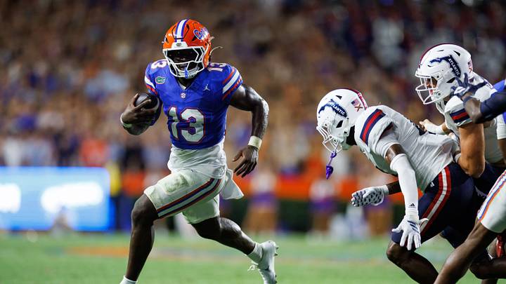 Florida Gators running back Jadan Baugh rushed for 160 yards and three touchdowns in the win over FAU. Florida Gators running back Jadan Baugh rushed for 160 yards and three touchdowns in the win over FAU.