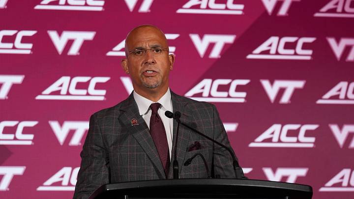 Jul 16, 2026; Charlotte, NC, USA; Virginia Tech head coach James Franklin speaks to the media during Media Day at Hilton Charlotte Uptown. Mandatory Credit: Jim Dedmon-Imagn Images Jul 16, 2026; Charlotte, NC, USA; Virginia Tech head coach James Franklin speaks to the media during Media Day at Hilton Charlotte Uptown. Mandatory Credit: Jim Dedmon-Imagn Images