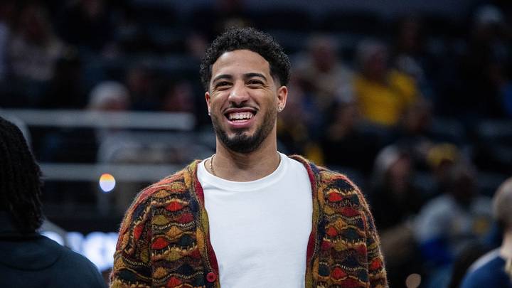 Dec 3, 2025; Indianapolis, Indiana, USA; Indiana Pacers guard Tyrese Haliburton (0)  in the second half against the Denver Nuggets at Gainbridge Fieldhouse. Mandatory Credit: Trevor Ruszkowski-Imagn Images