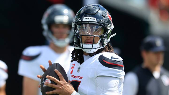 Houston Texans quarterback CJ. Stroud (7) warms up before an NFL football matchup at EverBank Stadium, Sunday, Sept. 21, 2025, in Jacksonville, Fla. The Jaguars defeated the Texans 17-10. Houston Texans quarterback CJ. Stroud (7) warms up before an NFL football matchup at EverBank Stadium, Sunday, Sept. 21, 2025, in Jacksonville, Fla. The Jaguars defeated the Texans 17-10.