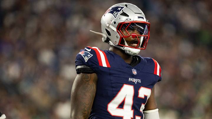 Aug 22, 2026; Foxborough, Massachusetts, USA; New England Patriots linebacker Bradyn Swinson (43) in the first half against the Philadelphia Eagles at Gillette Stadium. Mandatory Credit: Edward Finan-Imagn Images Aug 22, 2026; Foxborough, Massachusetts, USA; New England Patriots linebacker Bradyn Swinson (43) in the first half against the Philadelphia Eagles at Gillette Stadium. Mandatory Credit: Edward Finan-Imagn Images