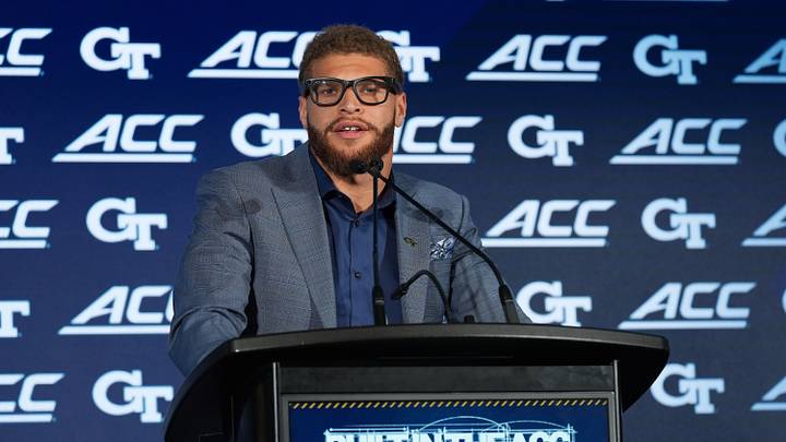 Jul 16, 2026; Charlotte, NC, USA; Georgia Tech's linebacker Kyle Efford speaks to the media during Media Day at Hilton Charlotte Uptown. Mandatory Credit: Jim Dedmon-Imagn Images Jul 16, 2026; Charlotte, NC, USA; Georgia Tech's linebacker Kyle Efford speaks to the media during Media Day at Hilton Charlotte Uptown. Mandatory Credit: Jim Dedmon-Imagn Images