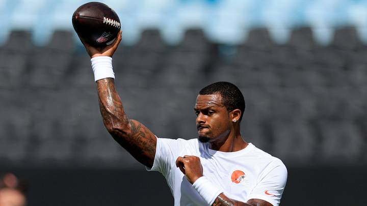Cleveland Browns quarterback Deshaun Watson (4) warms up before an NFL football matchup at EverBank Stadium on Sunday, Sept. 13, 2026, in Jacksonville, Fla. The Jaguars defeated the Browns 34-10. [Corey Perrine/Florida Times-Union]