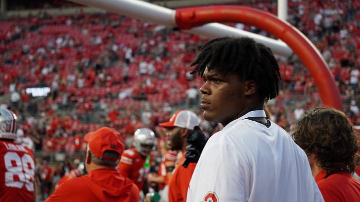 Standout class of 2028 defensive line recruit Tyzon Swann, shown here visiting Ohio State in 2025, trimmed his list of top schools. Standout class of 2028 defensive line recruit Tyzon Swann, shown here visiting Ohio State in 2025, trimmed his list of top schools.
