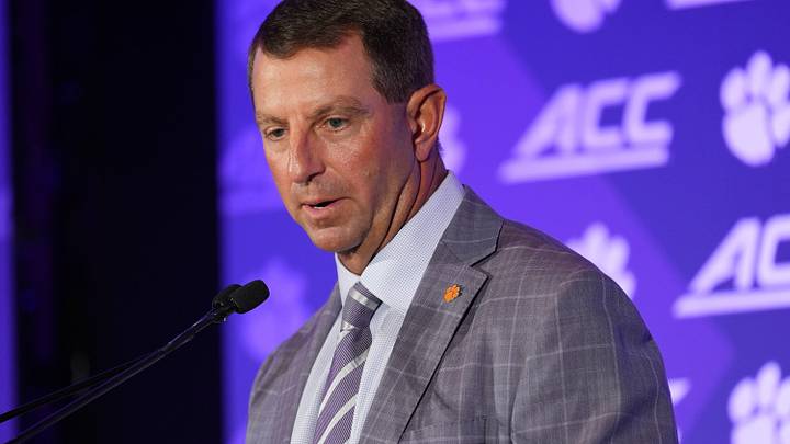 Clemson head coach Dabo Swinney speaks to the media during Media Day. Clemson head coach Dabo Swinney speaks to the media during Media Day.