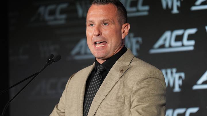 Jul 17, 2026; Charlotte, NC, USA; Wake Forest head coach Jake Dickert talks with the media during interviews at Hilton Charlotte Uptown. Mandatory Credit: Jim Dedmon-Imagn Images Jul 17, 2026; Charlotte, NC, USA; Wake Forest head coach Jake Dickert talks with the media during interviews at Hilton Charlotte Uptown. Mandatory Credit: Jim Dedmon-Imagn Images