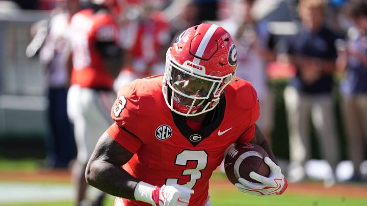 Oct 17, 2026; Athens, Georgia, USA;  Georgia running back Nate Frazier (3) warms up before a game against Auburn at Sanford Stadium.  Mandatory Credit: Dale Zanine-Imagn Images