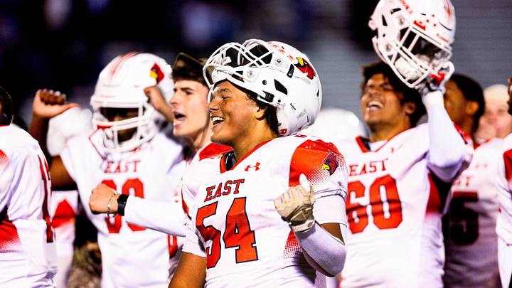 Pocono Mountain East football celebrates winning the 65th Battle for the Old Oaken Bucket on Oct. 10, 2025. Pocono Mountain East football celebrates winning the 65th Battle for the Old Oaken Bucket on Oct. 10, 2025.