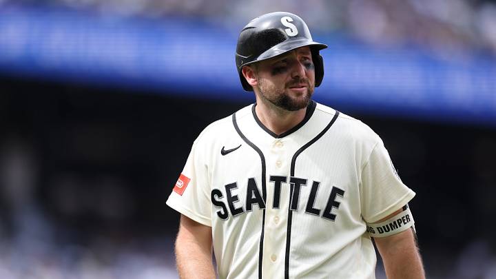 Aug 9, 2026; Seattle, Washington, USA; Seattle Mariners catcher Cal Raleigh (29) reacts after being lined out in the sixth inning at T-Mobile Park. Mandatory Credit: Richard Dizon-Imagn Images details