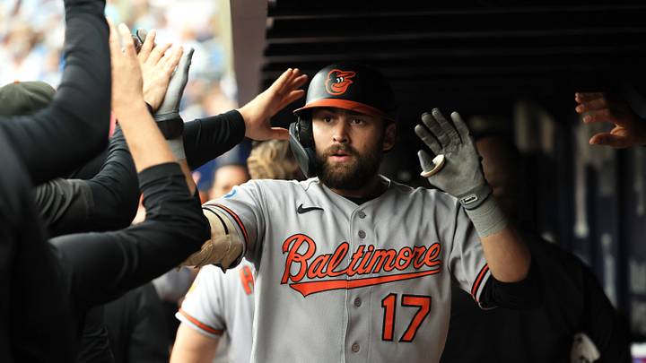 Aug 16, 2026; St. Petersburg, Florida, USA; Baltimore Orioles center fielder Colton Cowser (17) is congratulated in the dugout after he hit s 2-run home run during the sixth inning against the Tampa Bay Rays at Tropicana Field. Mandatory Credit: Kim Klement Neitzel-Imagn Images Aug 16, 2026; St. Petersburg, Florida, USA; Baltimore Orioles center fielder Colton Cowser (17) is congratulated in the dugout after he hit s 2-run home run during the sixth inning against the Tampa Bay Rays at Tropicana Field. Mandatory Credit: Kim Klement Neitzel-Imagn Images