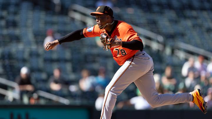 Aug 30, 2026; West Sacramento, California, USA;  Baltimore Orioles pitcher Yennier Cano (78) delivers a pitch against the Athletics during the ninth inning at Sutter Health Park.  Mandatory Credit: D. Ross Cameron-Imagn Images