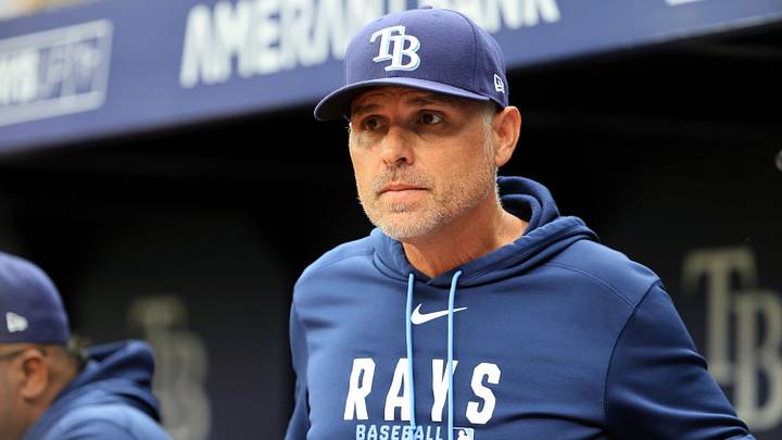 Aug 16, 2026; St. Petersburg, Florida, USA;  Tampa Bay Rays manager Kevin Cash (16) looks on during the first inning ]against the Baltimore Orioles at Tropicana Field. 