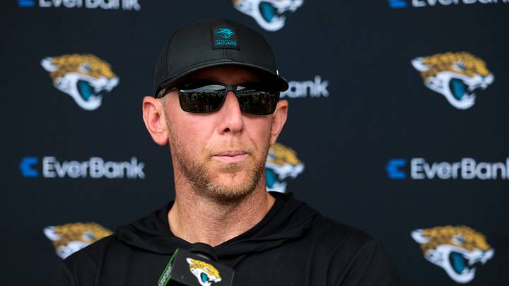 Aug 3, 2026; Jacksonville, FL, USA; Jacksonville Jaguars head coach Liam Coen talks to media after training camp at Miller Electric Center. Mandatory Credit: Nathan Ray Seebeck-Imagn Images Aug 3, 2026; Jacksonville, FL, USA; Jacksonville Jaguars head coach Liam Coen talks to media after training camp at Miller Electric Center. Mandatory Credit: Nathan Ray Seebeck-Imagn Images