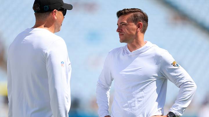 Jacksonville Jaguars general manager James Gladstone looks on before an NFL football matchup at EverBank Stadium on Sunday, Sept. 13, 2026, in Jacksonville, Fla. The Jaguars defeated the Browns 34-10. [Corey Perrine/Florida Times-Union]