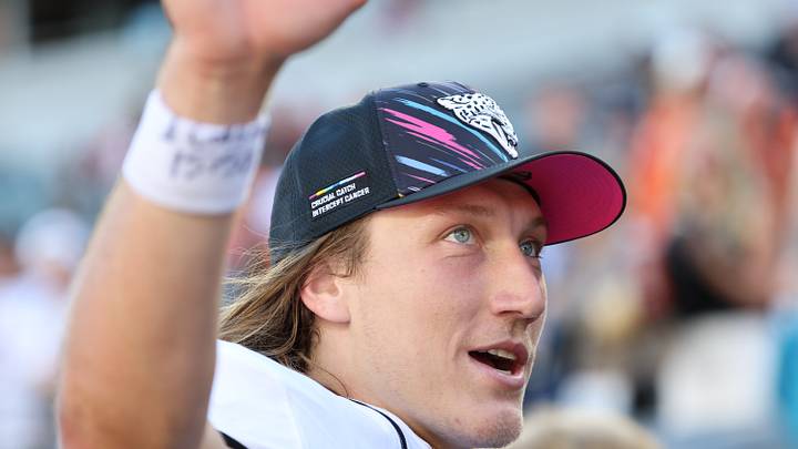 Oct 4, 2026; Cincinnati, Ohio, USA; Jacksonville Jaguars quarterback Trevor Lawrence (16) reacts after defeating the against the Cincinnati Bengals at Paycor Stadium. Mandatory Credit: Joseph Maiorana-Imagn Images Oct 4, 2026; Cincinnati, Ohio, USA; Jacksonville Jaguars quarterback Trevor Lawrence (16) reacts after defeating the against the Cincinnati Bengals at Paycor Stadium. Mandatory Credit: Joseph Maiorana-Imagn Images