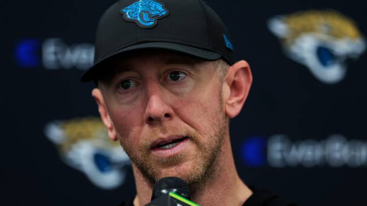Jacksonville Jaguars head coach Liam Coen speaks to members of the media after a joint Buccaneers‑Jaguars NFL practice at the Miller Electric Center on Tuesday, Aug. 25, 2026, in Jacksonville, Fla. Jacksonville Jaguars head coach Liam Coen speaks to members of the media after a joint Buccaneers‑Jaguars NFL practice at the Miller Electric Center on Tuesday, Aug. 25, 2026, in Jacksonville, Fla.