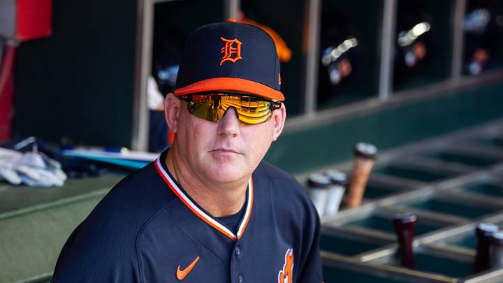 Tigers manager AJ Hinch sits in the dugout during a game against the Diamondbacks. Credit: Mark J. Rebilas-Imagn Tigers manager AJ Hinch sits in the dugout during a game against the Diamondbacks. Credit: Mark J. Rebilas-Imagn