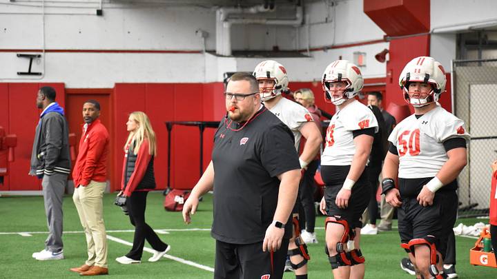 Wisconsin OL Coach Eric Mateos. Wisconsin OL Coach Eric Mateos.