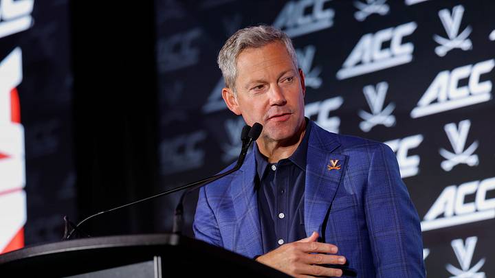 Virginia head coach Ryan Odom talks to the media at the 2026 ACC Tipoff in Charlotte, N.C., Wednesday, Oct. 7, 2026. (Nell Redmond/ACC Photo) Virginia head coach Ryan Odom talks to the media at the 2026 ACC Tipoff in Charlotte, N.C., Wednesday, Oct. 7, 2026. (Nell Redmond/ACC Photo)
