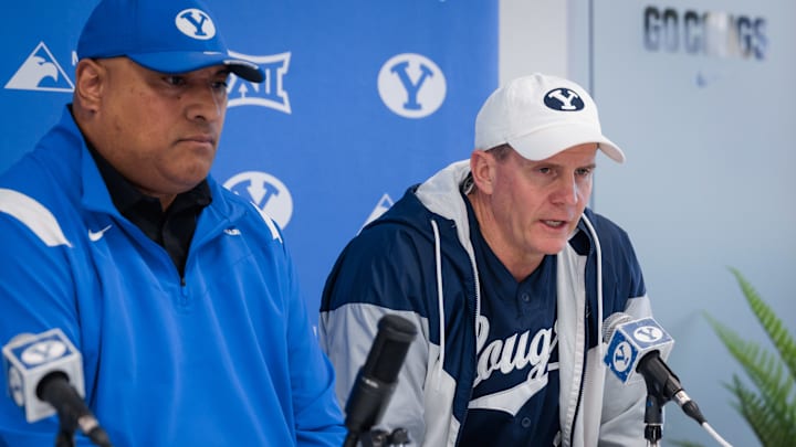 BYU head coach Kalani Sitake and defensive coordinator Jay Hill BYU head coach Kalani Sitake and defensive coordinator Jay Hill