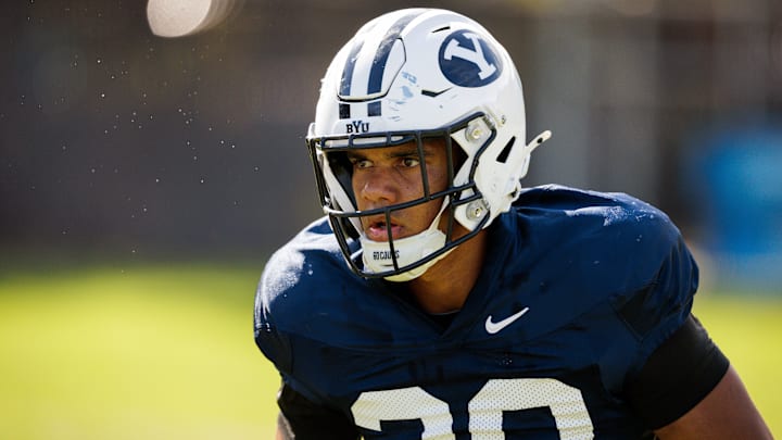 BYU linebacker Max Alford at Fall Camp