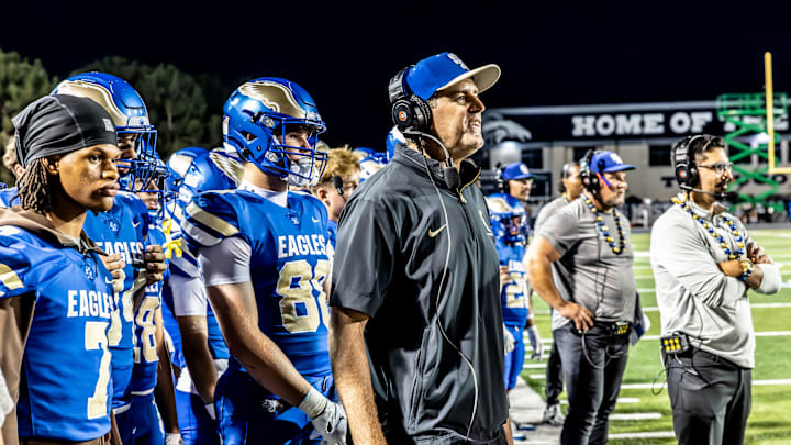 Carson Palmer on the sidelines while coaching his Santa Margarita football team.