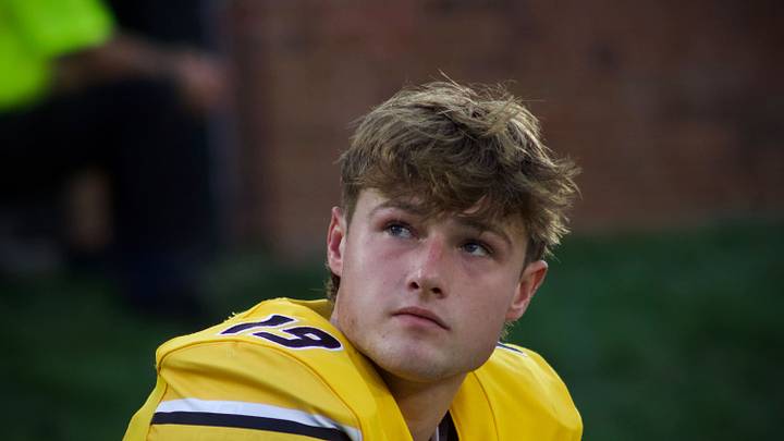 Sep 21, 2024; Columbia, Missouri, USA; Missouri Tigers kicker Blake Craig (19) looks at the scoreboard following a missed field goal against the Vanderbilt Commodores at Faurot Field at Memorial Stadium. Sep 21, 2024; Columbia, Missouri, USA; Missouri Tigers kicker Blake Craig (19) looks at the scoreboard following a missed field goal against the Vanderbilt Commodores at Faurot Field at Memorial Stadium.