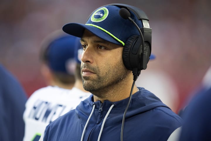 Seattle Seahawks defensive coordinator Aden Durde against the Arizona Cardinals at State Farm Stadium.