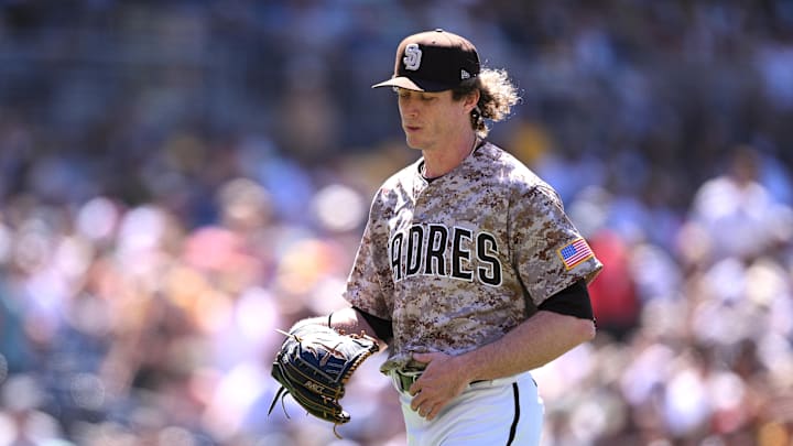 Jun 25, 2023; San Diego, California, USA; San Diego Padres relief pitcher Tim Hill (25) walks to the dugout during a pitching change in the seventh inning against the Washington Nationals at Petco Park. Mandatory Credit: Orlando Ramirez-Imagn Images Jun 25, 2023; San Diego, California, USA; San Diego Padres relief pitcher Tim Hill (25) walks to the dugout during a pitching change in the seventh inning against the Washington Nationals at Petco Park. Mandatory Credit: Orlando Ramirez-Imagn Images