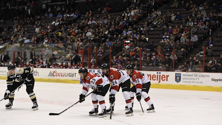 Pucks  N Pups Night at US Bank Arena.  Cincinnati Cyclone fans brought their pups to the frozen pond to watch the Cyclones take on the Wheeling Nailers.32019pups6