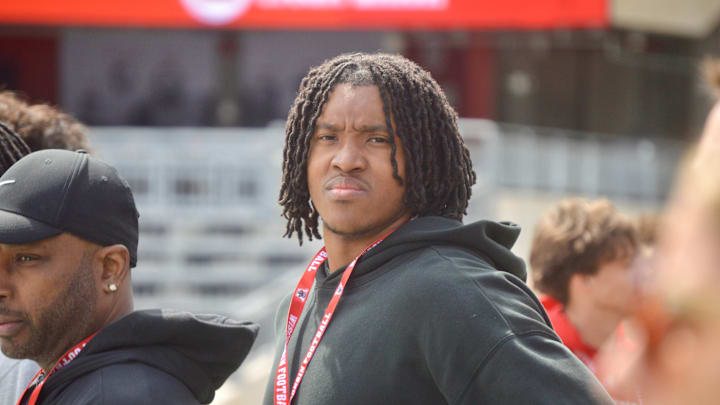 Four-star edge rusher recruit McHale Blade visited Wisconsin Badgers spring football practice in April