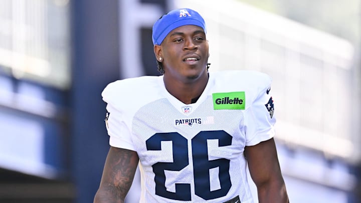 Jul 28, 2025; Foxborough, MA, USA; New England Patriots running back Terrell Jennings (26) heads to the practice fields for training camp at Gillette Stadium. Mandatory Credit: Eric Canha-Imagn Images Jul 28, 2025; Foxborough, MA, USA; New England Patriots running back Terrell Jennings (26) heads to the practice fields for training camp at Gillette Stadium. Mandatory Credit: Eric Canha-Imagn Images