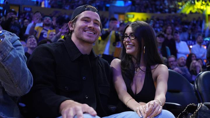 Oct 24, 2025; Los Angeles, California, USA; Los Angeles Chargers quarterback Justin Herbert (left) and girlfriend Madison Beer attend the game between the Minnesota Timberwolves and the Los Angeles Lakers at Crypto.com Arena. Mandatory Credit: Kirby Lee-Imagn Images Oct 24, 2025; Los Angeles, California, USA; Los Angeles Chargers quarterback Justin Herbert (left) and girlfriend Madison Beer attend the game between the Minnesota Timberwolves and the Los Angeles Lakers at Crypto.com Arena. Mandatory Credit: Kirby Lee-Imagn Images