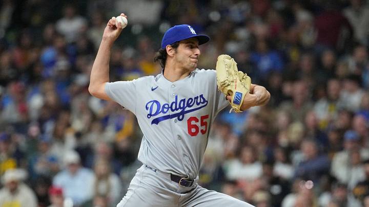 May 22, 2026; Milwaukee, Wisconsin, USA; Los Angeles Dodgers pitcher Paul Gervase (65) delivers a pitch against the Milwaukee Brewers in the sixth inning at American Family Field. Mandatory Credit: Michael McLoone-Imagn Images May 22, 2026; Milwaukee, Wisconsin, USA; Los Angeles Dodgers pitcher Paul Gervase (65) delivers a pitch against the Milwaukee Brewers in the sixth inning at American Family Field. Mandatory Credit: Michael McLoone-Imagn Images