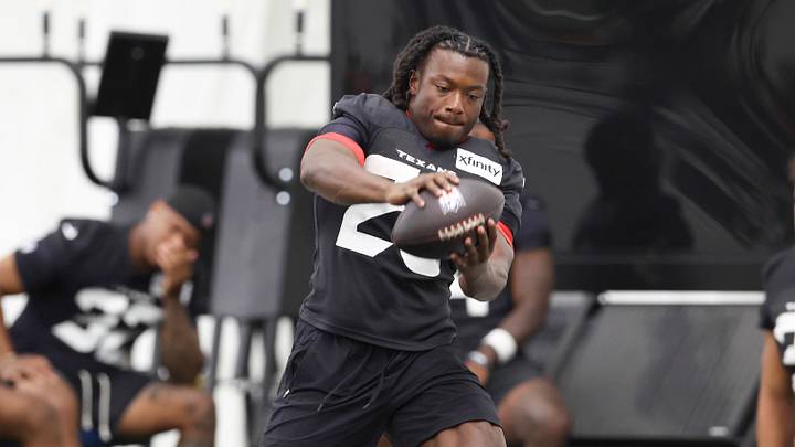 Jul 31, 2026; Houston, TX, USA; Houston Texans running back Noah Whittington (26) during training camp at Houston Methodist Training Center. Mandatory Credit: Troy Taormina-Imagn Images