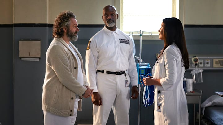 PRODIGAL SON: L-R: Michael Sheen, guest star Esau Pritchett, and Catherine Zeta Jones in Prodigal Son season 2