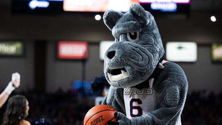 Gonzaga’s mascot Spike during a home game. 