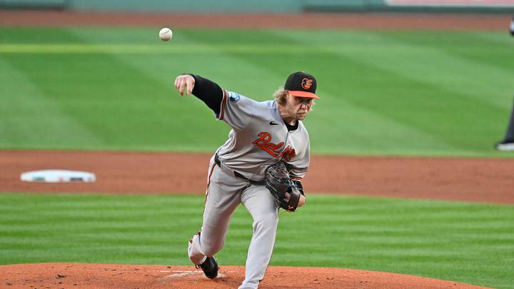 Jul 20, 2026; Boston, Massachusetts, USA; Baltimore Orioles starting pitcher Shane Baz (34) pitches against the Boston Red Sox during the first inning at Fenway Park. Mandatory Credit: Eric Canha-Imagn Images Jul 20, 2026; Boston, Massachusetts, USA; Baltimore Orioles starting pitcher Shane Baz (34) pitches against the Boston Red Sox during the first inning at Fenway Park. Mandatory Credit: Eric Canha-Imagn Images