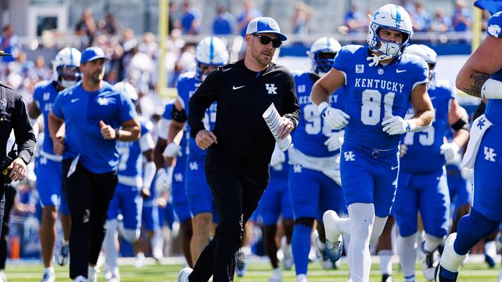 Sep 26, 2026; Lexington, Kentucky, USA; Kentucky Wildcats head coach Will Stein runs onto the field before the game against the South Alabama Jaguars at Kroger Field. Mandatory Credit: Jordan Prather-Imagn Images Sep 26, 2026; Lexington, Kentucky, USA; Kentucky Wildcats head coach Will Stein runs onto the field before the game against the South Alabama Jaguars at Kroger Field. Mandatory Credit: Jordan Prather-Imagn Images