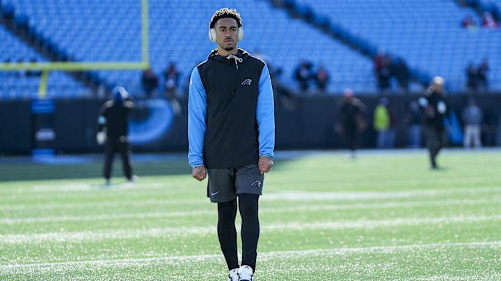 Dec 22, 2024; Charlotte, North Carolina, USA; Carolina Panthers quarterback Bryce Young (9) during pregame warmups against the Arizona Cardinals at Bank of America Stadium. Mandatory Credit: Jim Dedmon-Imagn Images Dec 22, 2024; Charlotte, North Carolina, USA; Carolina Panthers quarterback Bryce Young (9) during pregame warmups against the Arizona Cardinals at Bank of America Stadium. Mandatory Credit: Jim Dedmon-Imagn Images